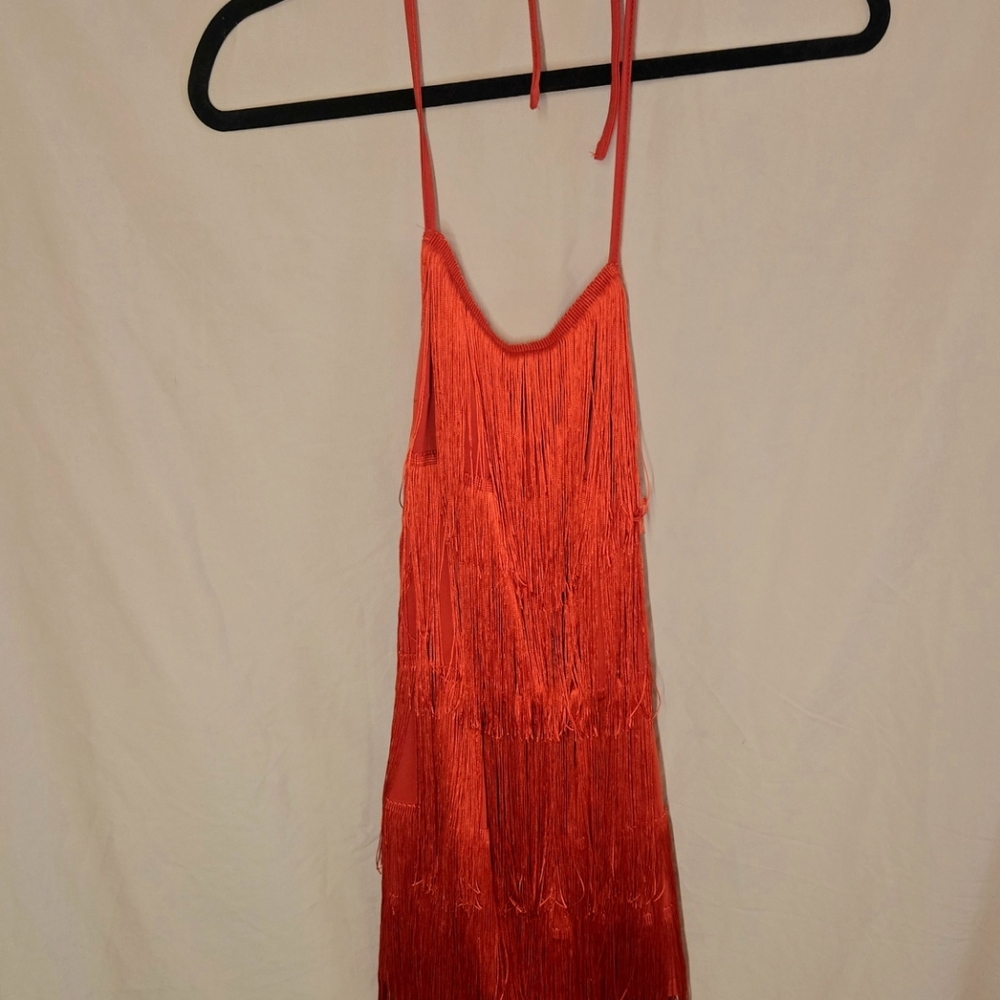 Fringed Orange Dress